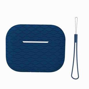 For AirPods Pro 2 Wave Pattern Silicone Earphone Case(Midnight Blue)