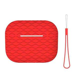 For AirPods Pro 2 Wave Pattern Silicone Earphone Case(Red)