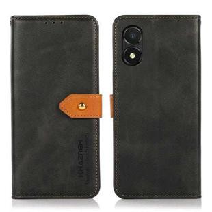 For Honor X5 KHAZNEH Dual-color Cowhide Texture Flip Leather Phone Case(Black)