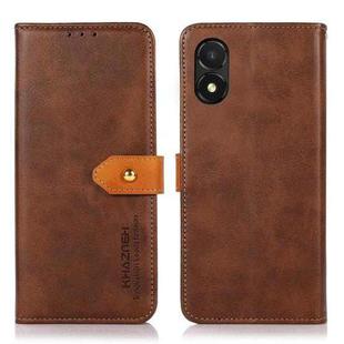 For Honor X5 KHAZNEH Dual-color Cowhide Texture Flip Leather Phone Case(Brown)