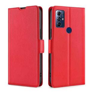 For Motorola Moto G Play 2023 Ultra-thin Voltage Side Buckle Horizontal Flip Leather Phone Case(Red)