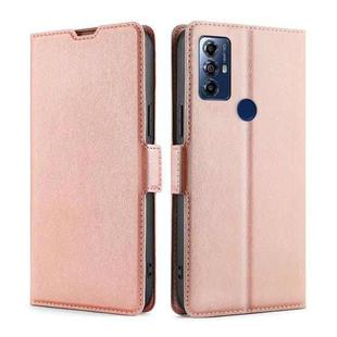 For Motorola Moto G Play 2023 Ultra-thin Voltage Side Buckle Horizontal Flip Leather Phone Case(Rose Gold)