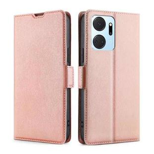 For Honor X7A Ultra-thin Voltage Side Buckle Horizontal Flip Leather Phone Case(Rose Gold)