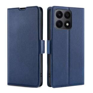 For Honor X8A Ultra-thin Voltage Side Buckle Horizontal Flip Leather Phone Case(Blue)