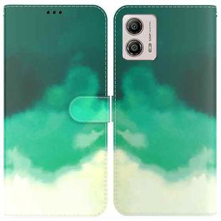 For Motorola Moto G13 / G23 / G53 Watercolor Pattern Flip Leather Phone Case(Cyan Green)