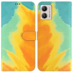 For Motorola Moto G13 / G23 / G53 Watercolor Pattern Flip Leather Phone Case(Autumn Leaf)
