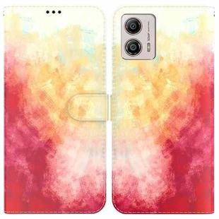 For Motorola Moto G13 / G23 / G53 Watercolor Pattern Flip Leather Phone Case(Spring Cherry)