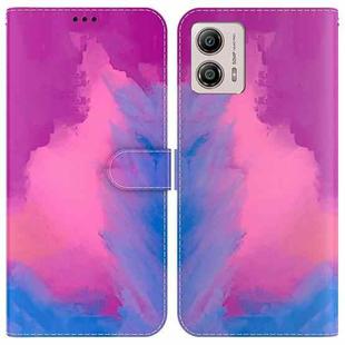 For Motorola Moto G13 / G23 / G53 Watercolor Pattern Flip Leather Phone Case(Purple Red)