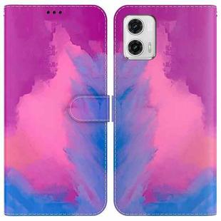 For Motorola Moto G73 Watercolor Pattern Flip Leather Phone Case(Purple Red)