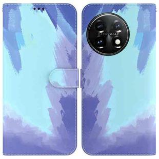 For OnePlus 11 Watercolor Pattern Flip Leather Phone Case(Winter Snow)