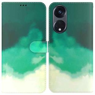 For OPPO Reno8 T 5G / A1 Pro 5G Watercolor Pattern Flip Leather Phone Case(Cyan Green)