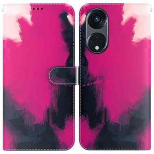 For OPPO Reno8 T 5G / A1 Pro 5G Watercolor Pattern Flip Leather Phone Case(Berry)
