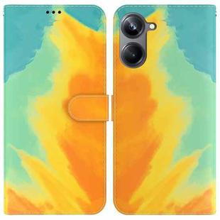 For Realme 10 Pro 5G Watercolor Pattern Flip Leather Phone Case(Autumn Leaf)