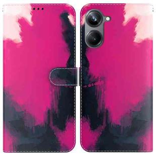 For Realme 10 Pro 5G Watercolor Pattern Flip Leather Phone Case(Berry)