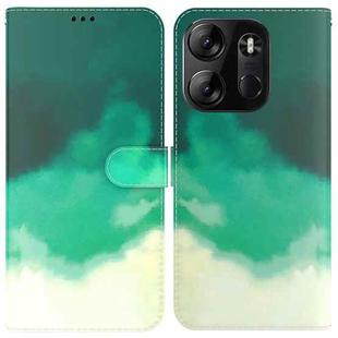 For Tecno Spark Go 2023 / Pop 7 Pro Watercolor Pattern Flip Leather Phone Case(Cyan Green)