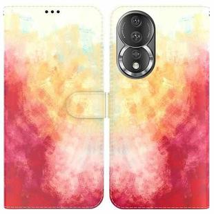 For Honor 80 Watercolor Pattern Flip Leather Phone Case(Spring Cherry)