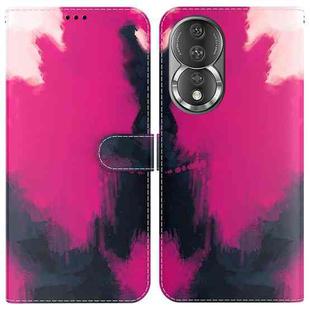 For Honor 80 Watercolor Pattern Flip Leather Phone Case(Berry)