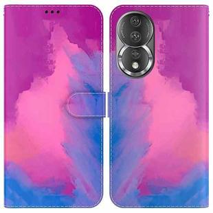 For Honor 80 Watercolor Pattern Flip Leather Phone Case(Purple Red)