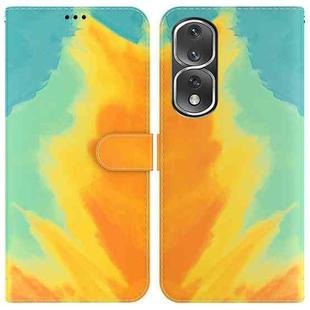 For Honor 80 Pro Watercolor Pattern Flip Leather Phone Case(Autumn Leaf)