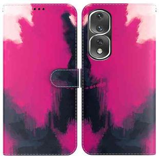 For Honor 80 Pro Watercolor Pattern Flip Leather Phone Case(Berry)