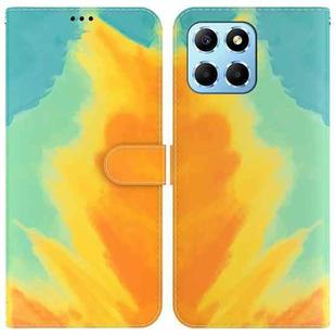 For Honor X8 5G Watercolor Pattern Flip Leather Phone Case(Autumn Leaf)
