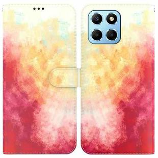 For Honor X8 5G Watercolor Pattern Flip Leather Phone Case(Spring Cherry)