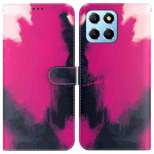 For Honor X8 5G Watercolor Pattern Flip Leather Phone Case(Berry)