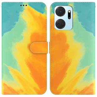 For Honor X7a Watercolor Pattern Flip Leather Phone Case(Autumn Leaf)