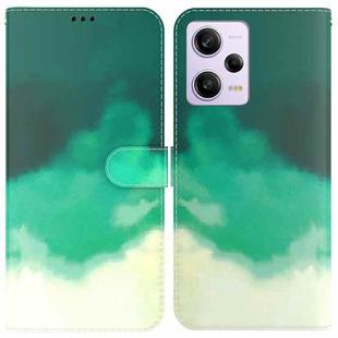 For Xiaomi Redmi Note 12 Pro 5G Watercolor Pattern Flip Leather Phone Case(Cyan Green)