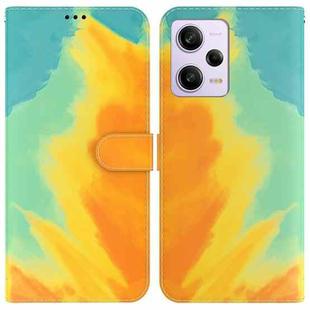 For Xiaomi Redmi Note 12 Pro 5G Watercolor Pattern Flip Leather Phone Case(Autumn Leaf)