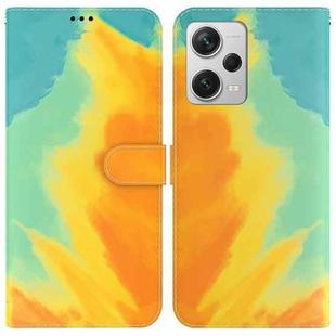For Xiaomi Redmi Note 12 Pro+ Watercolor Pattern Flip Leather Phone Case(Autumn Leaf)