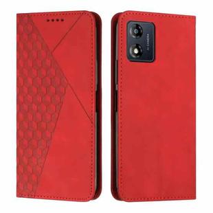 For Motorola Moto E13 Diamond Pattern Splicing Skin Feel Magnetic Phone Case(Red)