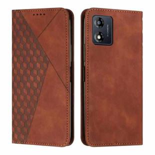 For Motorola Moto E13 Diamond Pattern Splicing Skin Feel Magnetic Phone Case(Brown)