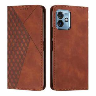 For Motorola Moto G 5G 2023 Diamond Pattern Splicing Skin Feel Magnetic Phone Case(Brown)