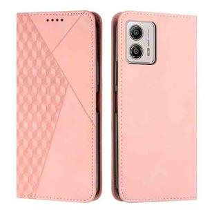 For Motorola Moto G53 5G/G13 4G/G23 4G Diamond Pattern Splicing Skin Feel Magnetic Phone Case(Rose Gold)