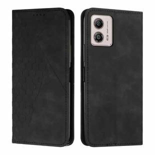 For Motorola Moto G73 Diamond Pattern Splicing Skin Feel Magnetic Phone Case(Black)