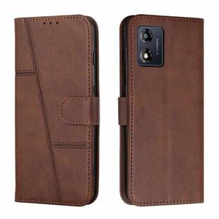 For Motorola Moto E13 Stitching Calf Texture Buckle Leather Phone Case(Brown)
