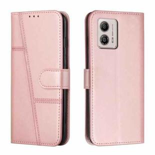 For Motorola Moto G53 5G/G13 4G/G23 4G Stitching Calf Texture Buckle Leather Phone Case(Rose Gold)