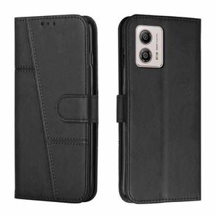 For Motorola Moto G73 Stitching Calf Texture Buckle Leather Phone Case(Black)