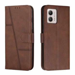 For Motorola Moto G73 Stitching Calf Texture Buckle Leather Phone Case(Brown)