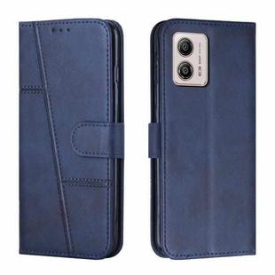 For Motorola Moto G73 Stitching Calf Texture Buckle Leather Phone Case(Blue)