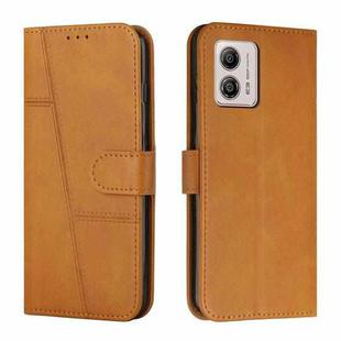 For Motorola Moto G73 Stitching Calf Texture Buckle Leather Phone Case(Yellow)