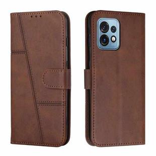 For Motorola Moto X40/X40 Pro/Edge+ 2023 Stitching Calf Texture Buckle Leather Phone Case(Brown)