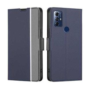 For Motorola Moto G Play 2023 Twill Texture Side Buckle Leather Phone Case(Blue)