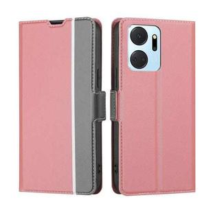 For Honor X7A Twill Texture Side Buckle Leather Phone Case(Pink)