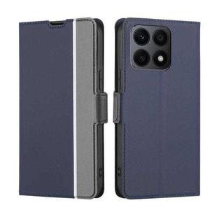 For Honor X8A Twill Texture Side Buckle Leather Phone Case(Blue)