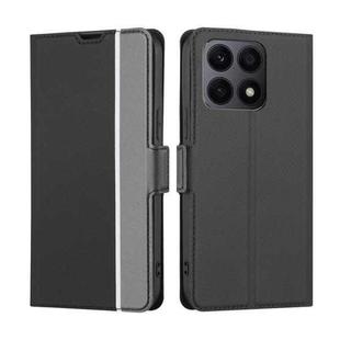 For Honor X8A Twill Texture Side Buckle Leather Phone Case(Black)