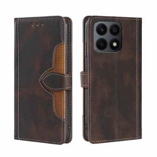 For Honor X8A Skin Feel Magnetic Buckle Leather Phone Case(Brown)