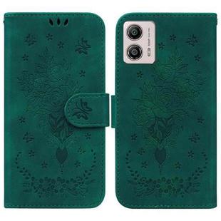 For Motorola Moto G13 / G23 / G53 Butterfly Rose Embossed Leather Phone Case(Green)