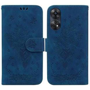 For OPPO Reno8 T 4G Butterfly Rose Embossed Leather Phone Case(Blue)